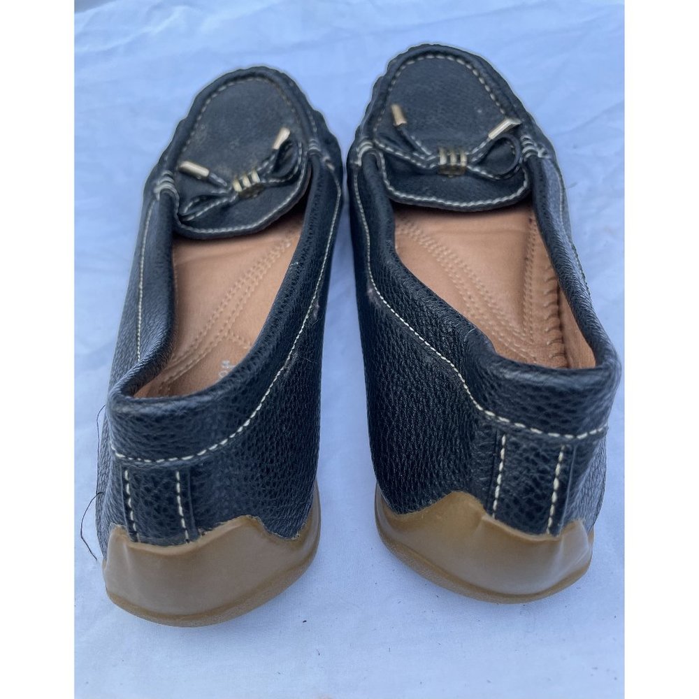 Black Synthetic Leather Slip On Shoes Size 8 Woman